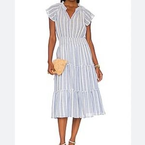 Rails Blue and White Striped Midi Dress